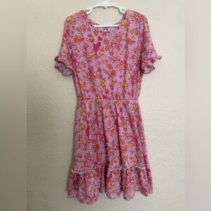 BCBGirls Pink and Orange Floral Casual Dress